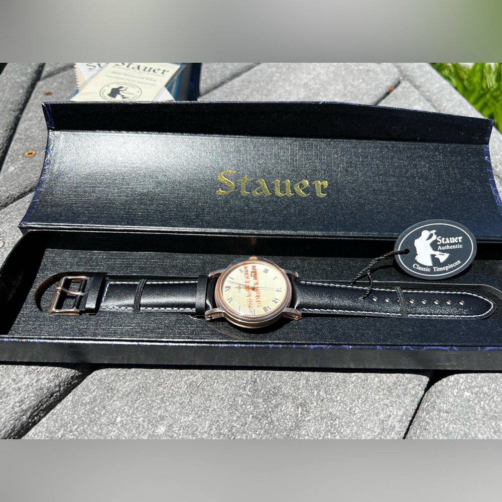 CLEARANCE NWT in Box Men’s Stauer Roman Numeral Watch With Leather Strap